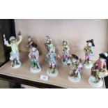 Sitzendorf German porcelain 9 piece monkey band.