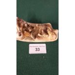 Chinese Carved Bone Study of mice feeding signed .