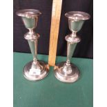 Large Silver Hallmarked Pair Of Candlesticks Maker EJC Birmingham Stands 8 inches Tall
