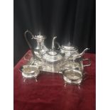 6 piece sheffield silver plated tea service.