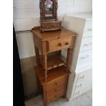 2 pine bed side cabinets together with small rustic pine dressing table mirror.