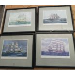 4 nautical ship prints.