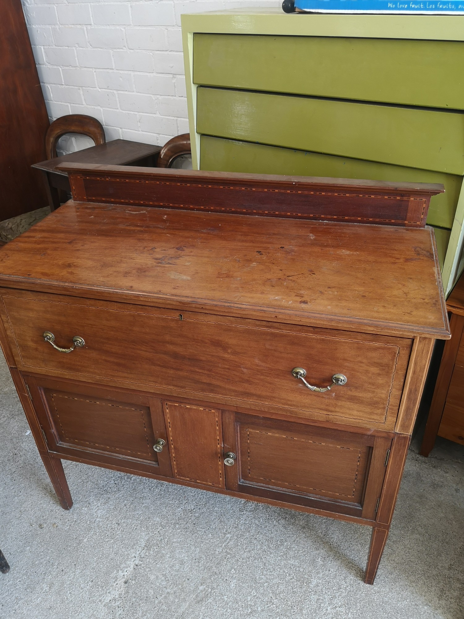 Edwardian inlaid dresser. This does need tlc. - Image 4 of 4