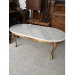 French Gilt based table with marble top.