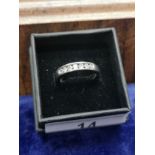 9ct white gold half eternity ring . Size M. 3.05 grams .