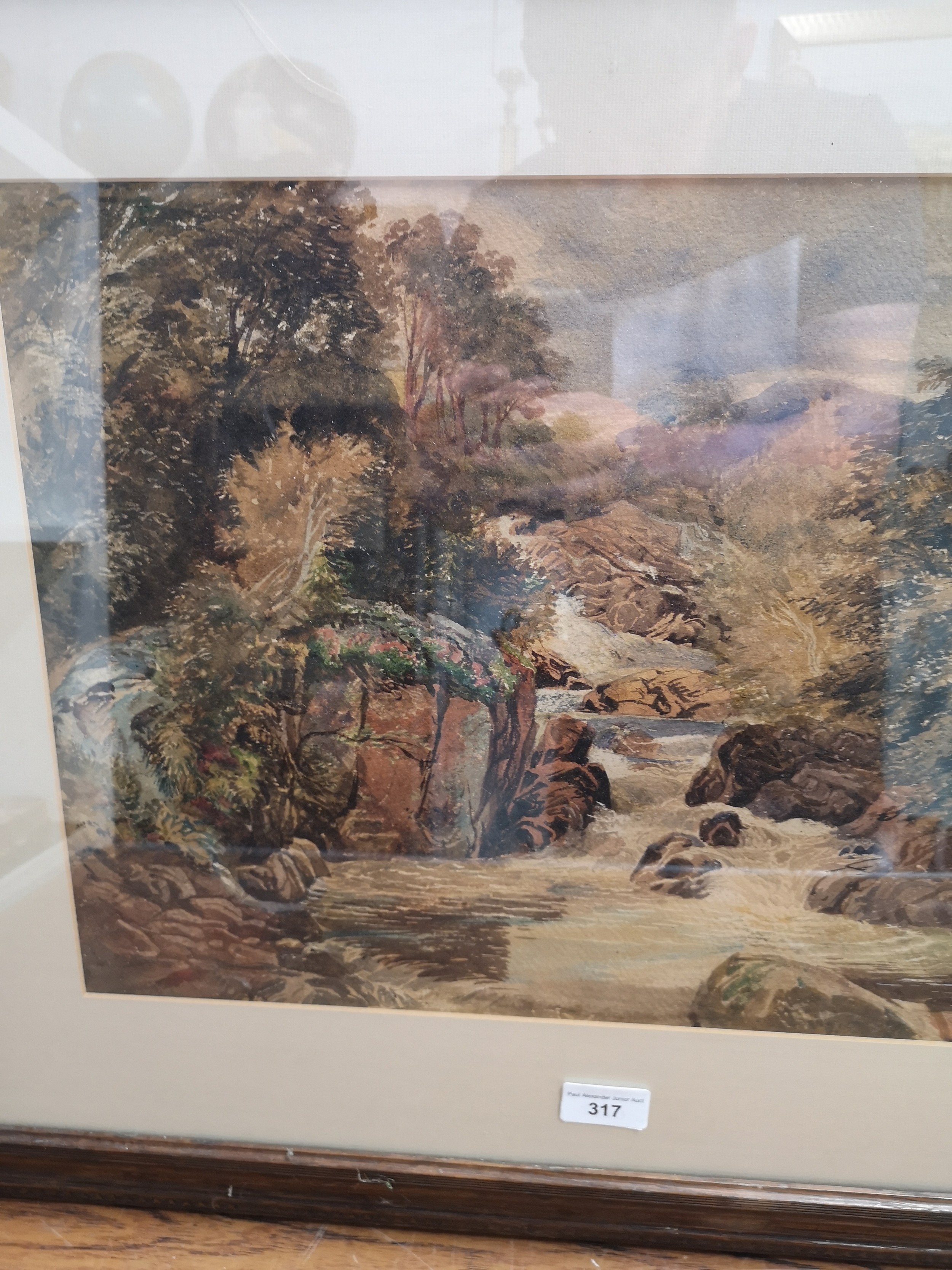 Large scottish scene water colour depicting Highland scene in oak frame. - Bild 2 aus 3