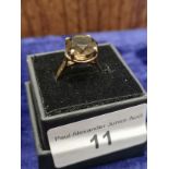 9ct gold smokey quartz ring size P .4 grams .