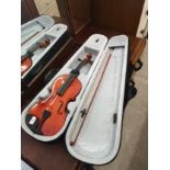 Violin with bow in fitted case . af.