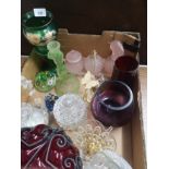 Box of art glass Wares etc.