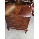 Reproduction style writing bureau with fitted interior.