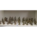 Complete metal Soldier chess set 32 pieces .