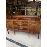 Beautiful Large Georgian Breakfast buffet Cabinet with brass topped fixings . 7ft in length .