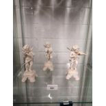 Set of 3 1900s porcelain musical Cherub s figures .