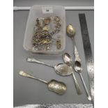 Box of Scrap silver jewellery , plated cutlery etc.