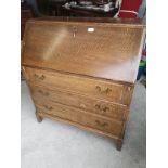 Quality oak bureau with interior.