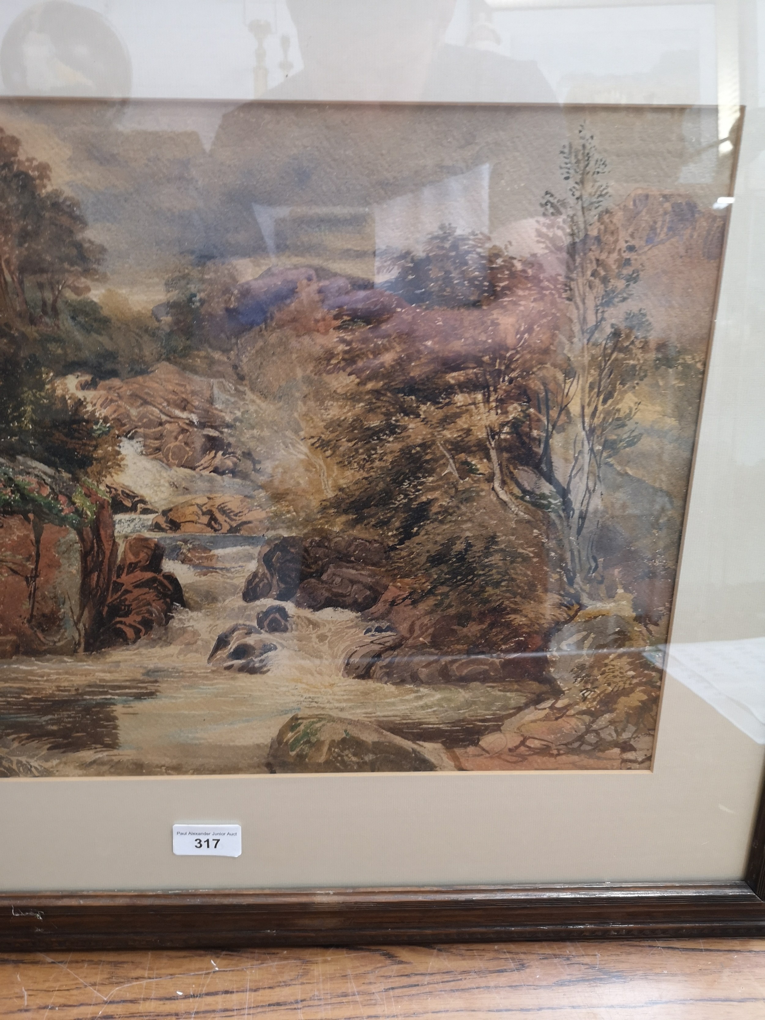 Large scottish scene water colour depicting Highland scene in oak frame. - Bild 3 aus 3