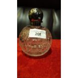 Hob nail Cut Glass And Silver Hallmarked top Perfume Bottle slight dents to top.