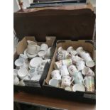 Box of royalty mugs etc together with box of white tea wares.