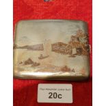 Unusual silver Japenese card case with picture inlays front back and inside Stunning piece.