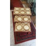 Set of 3 Ambercraft teak nest of tables with tile top.