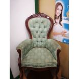 Beautiful Reproduction large button back arm chair.