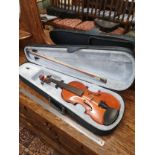 Cremona Violin with bow in fitted case.