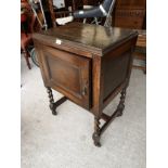 1900s Barley twist oak cabinet.