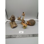 Lot of collectables to include Royal Worcester wren figure , Poole pottery bird study etc .