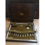 Large antique double serving tray with fitted cutlery holder.