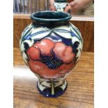 Moorcroft Bulbous poppy vase. 16 cm high .