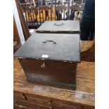 1900s Antique Wooden box with original key .