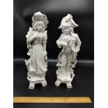 Large pair of Victorian German figures style of bisque.