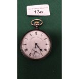 Early 1900s Pocket Watch With Enamel Face Top Winding Working Staffordshire Weekly Sentinel
