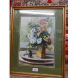 Water colour depicting still life scene signed Murray Easton fitted in gilt framing .