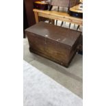 Large antique pine blanket box .