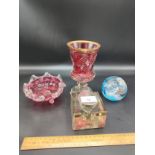 Selection of antique glass includes ink well etc .