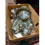 Box of silver plated wares.