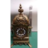 Victorian Top Quality Brass Mantel Clock With Key And Pendulum With Enamel Numeral Spheres Winding