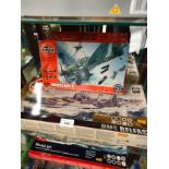 Boxed Airfix boat model together with plane.