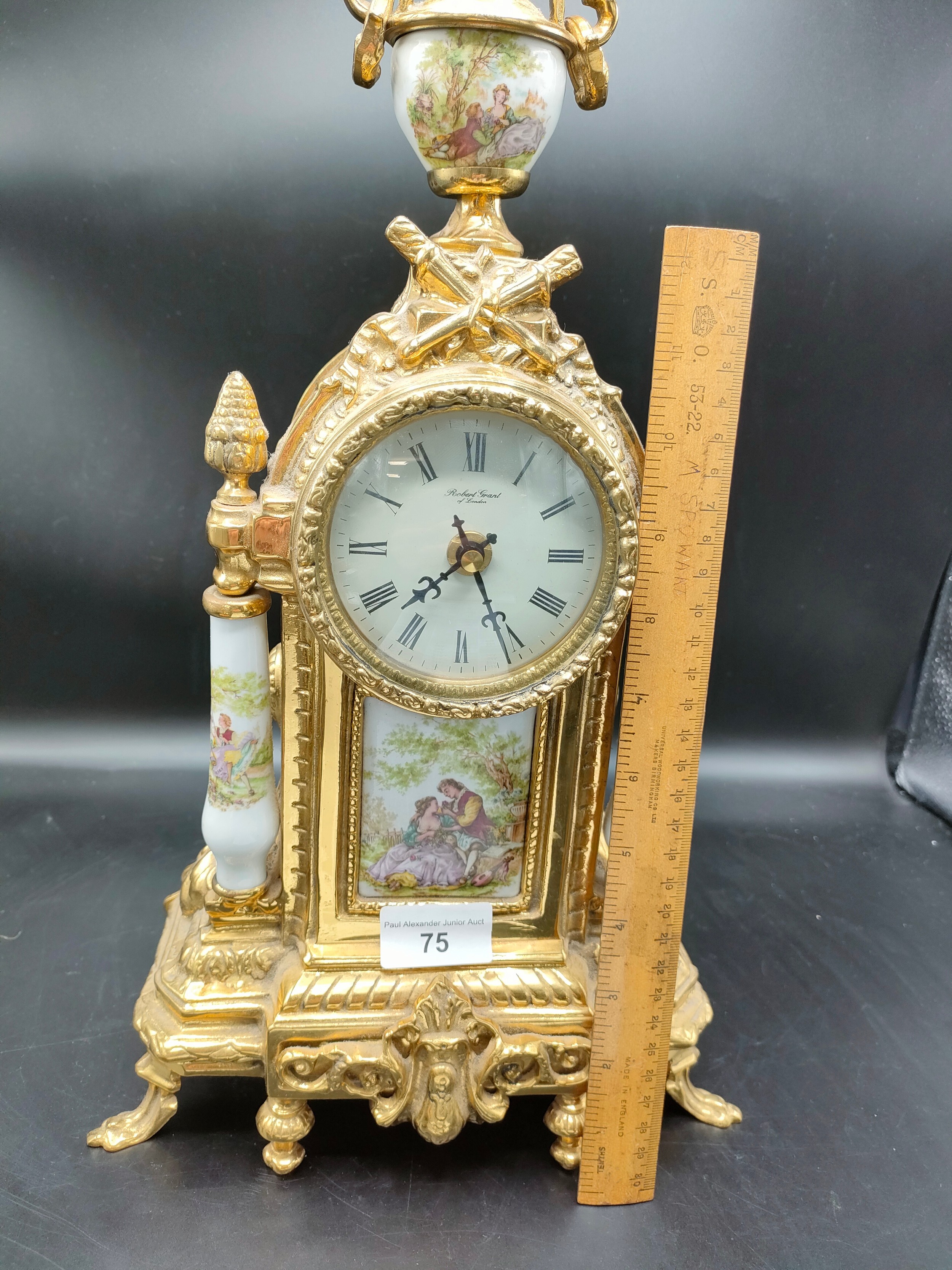 Large brass Robert grant of London battery operated clock . - Image 3 of 3