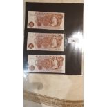 3 bank of England 10 shilling notes .