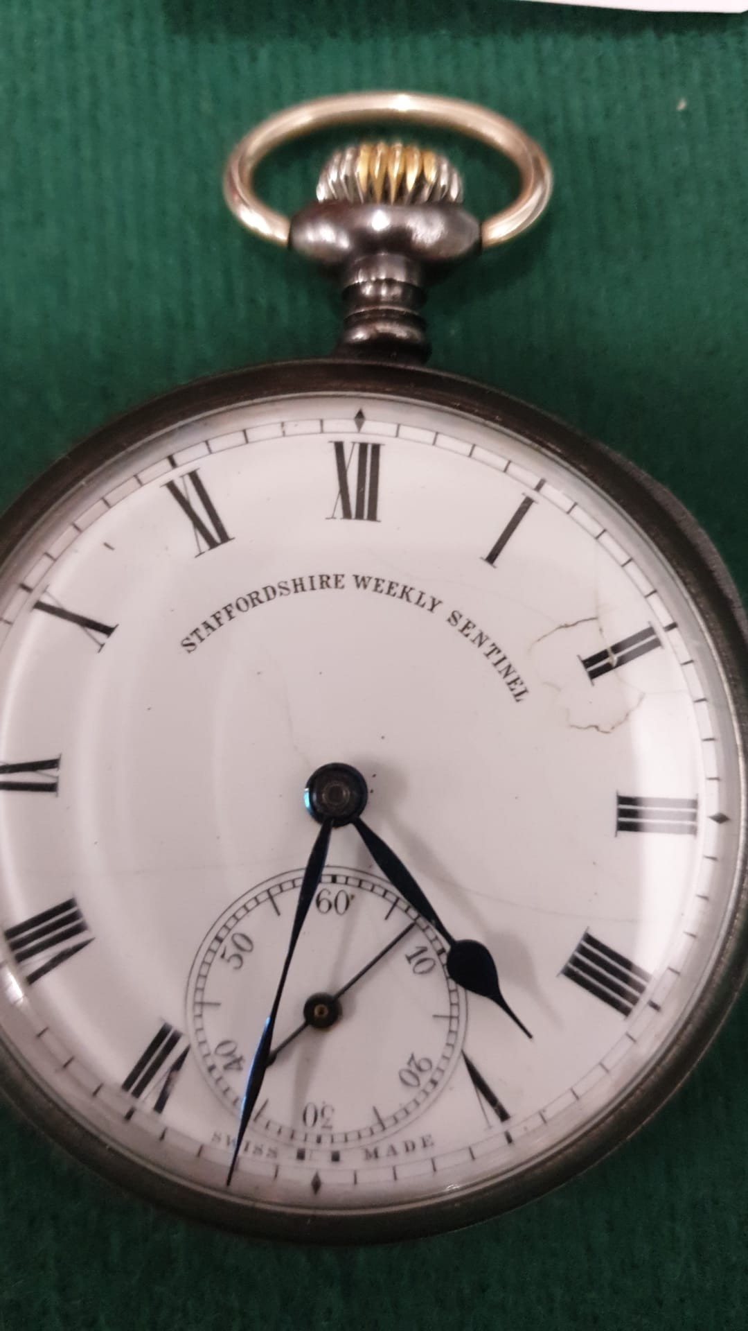 Early 1900s Pocket Watch With Enamel Face Top Winding Working Staffordshire Weekly Sentinel - Image 2 of 2