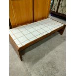 Mid century teak coffee table with tile top