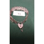 Very Heavy Good Quality Silver Gate Bracelet With Padlock And Safety Chain
