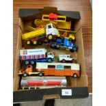 Box of truck models includes dinky foden truck.