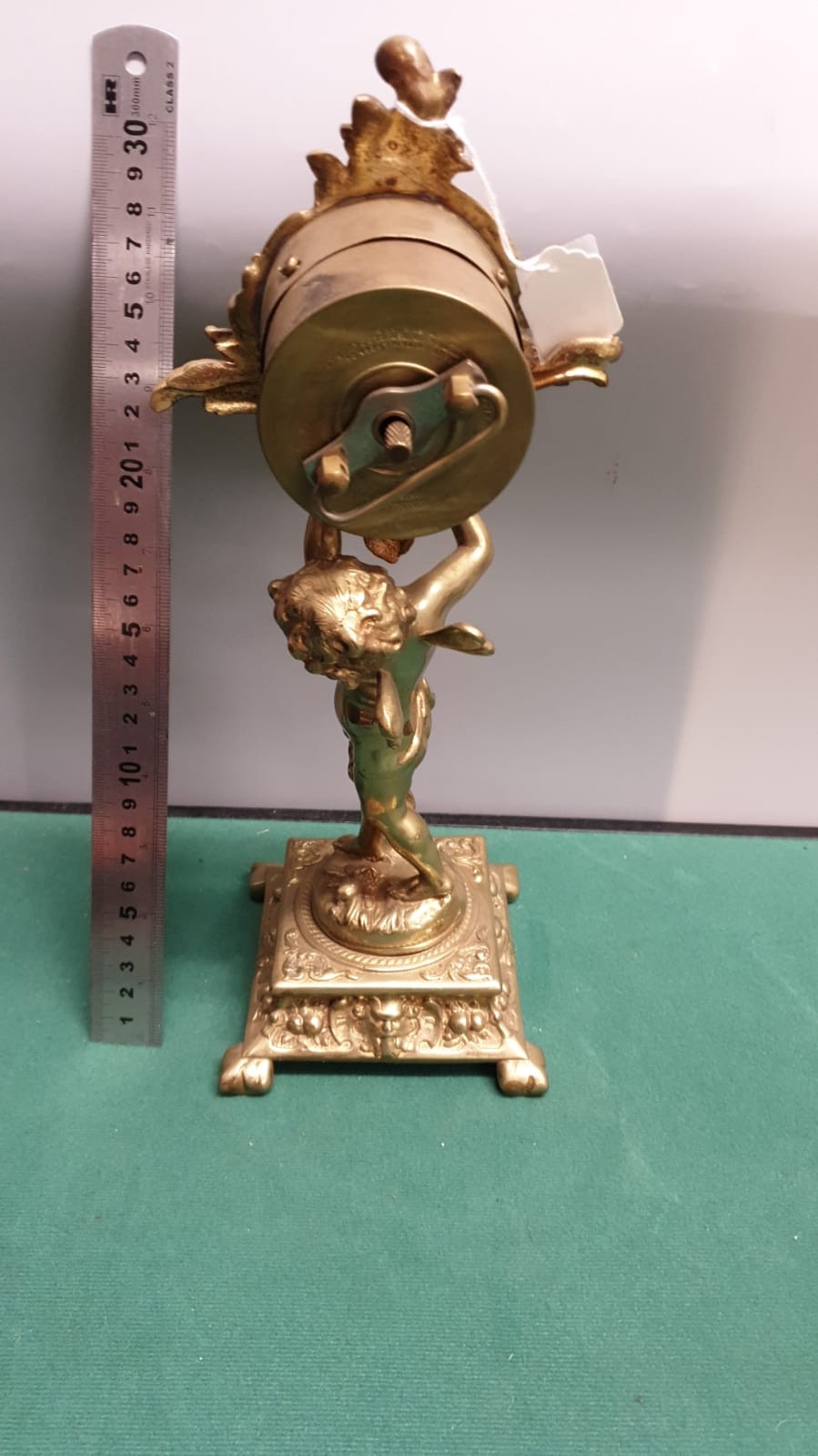 Beautiful Brass Victorian Clock With Putti Cherub Holding Clock Upright With Elaborate Art Work To - Image 3 of 4