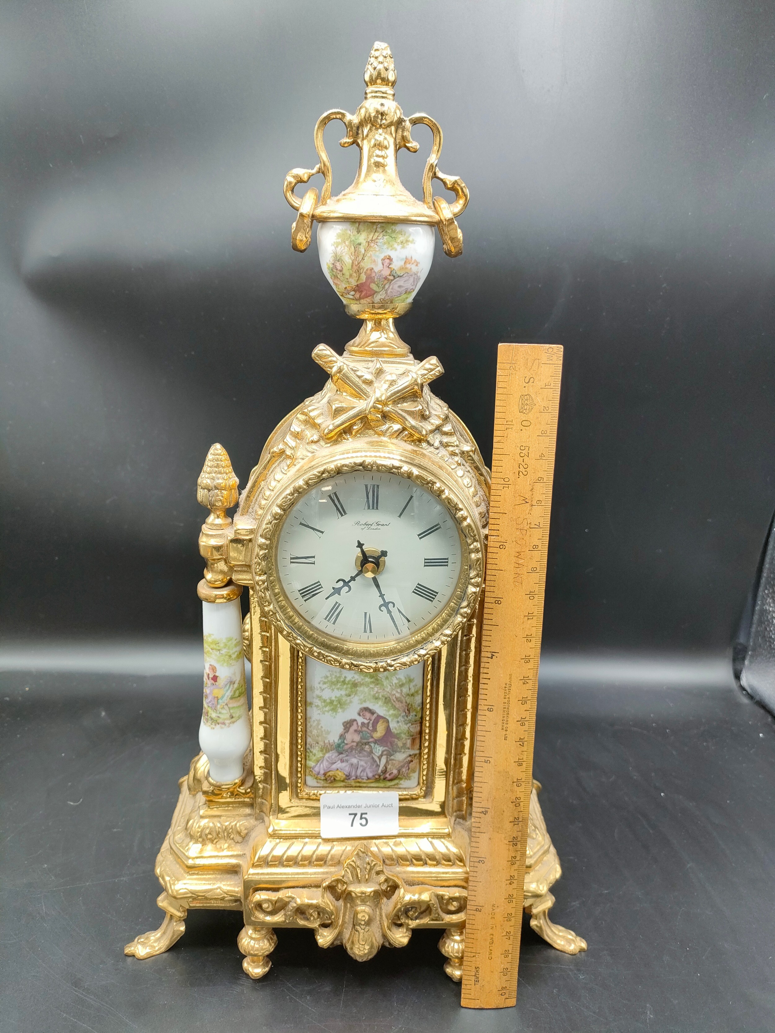 Large brass Robert grant of London battery operated clock . - Image 2 of 3