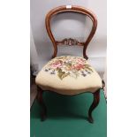 Victorian balloon back chair with lovely upholstery.