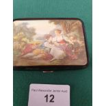 Victorian Ladies Dance Card Case With Victorian Scene Front.