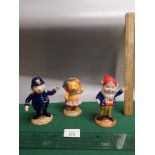 Group of 3 Royal Worcester noddy series figures Mr plod , Tessle bear , Big ears .